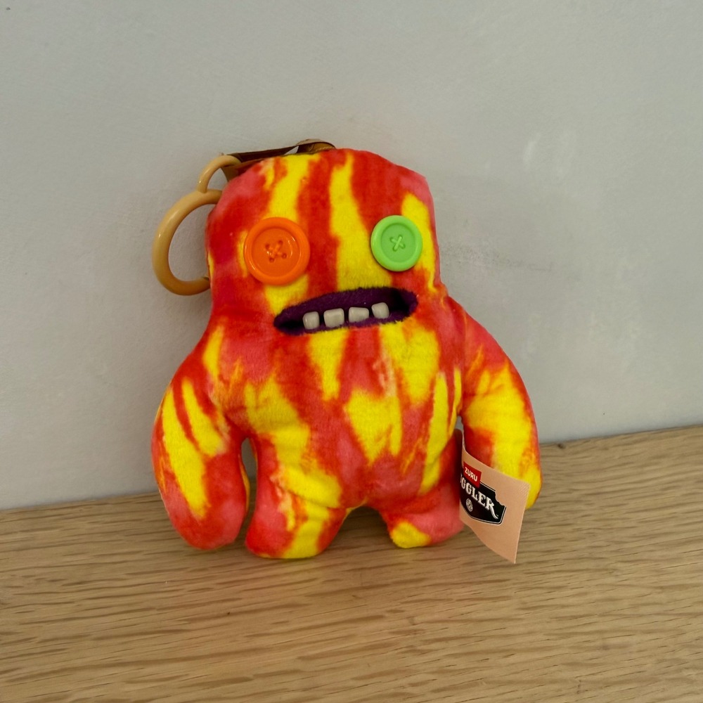 Zuru Fuggler Funny Ugly Monster Clip On Plush Red Yellow Tie Dye Keychain NWT